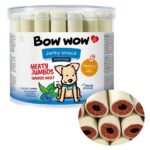 Bow wow Jerky snack - trubičky mini morkové 35ks dóza dog