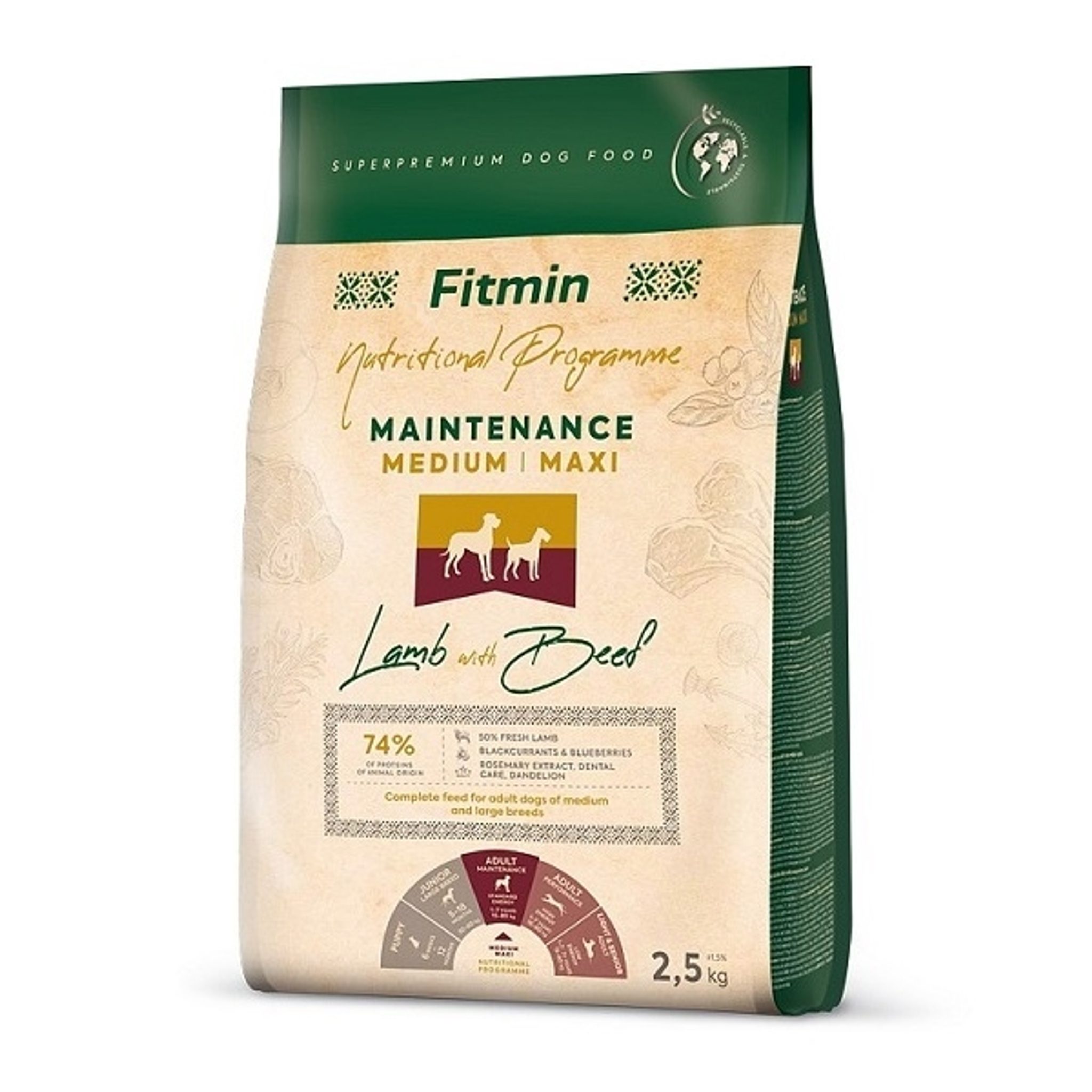458519 Fitmin Dog Medium/Maxi Maintenance Lamb With Beef 2,5 kg - Obrázek 1