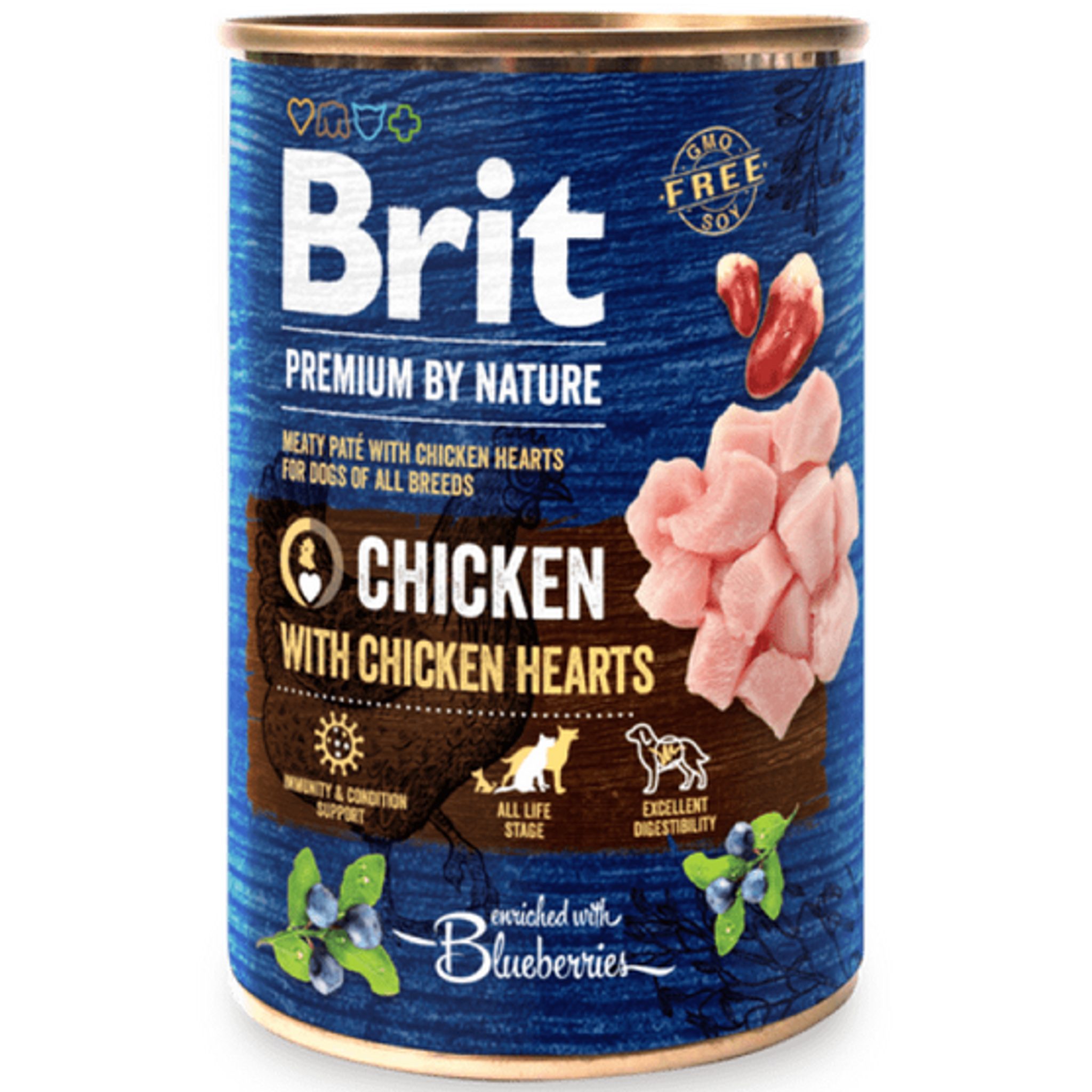 466308 Brit konzerva Premium by Nature Chicken & Hearts 800 g - Obrázek 1